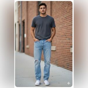 34/29 Wrangler Authentic Premium Quality Blue Jeans - distressed